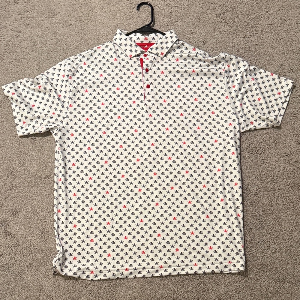Horn Legend Classic White and Red Patterned Polo Shirt